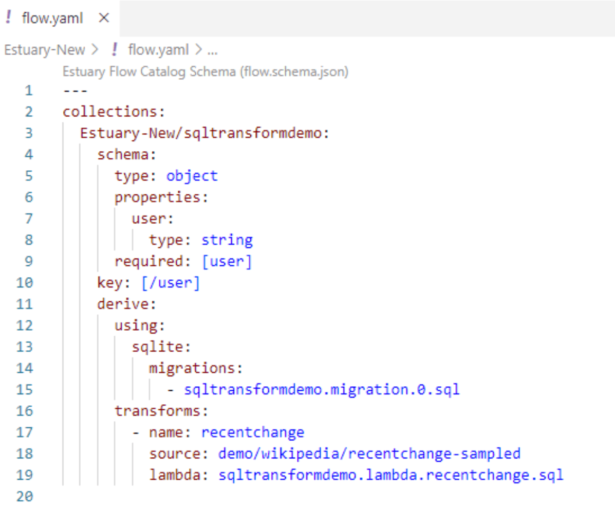 streaming sql - Flow yaml