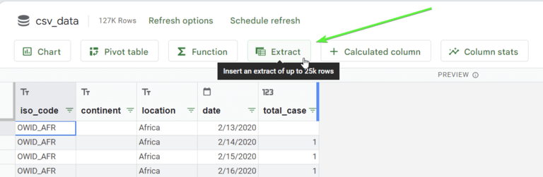 BigQuery to Google sheets - Step 4