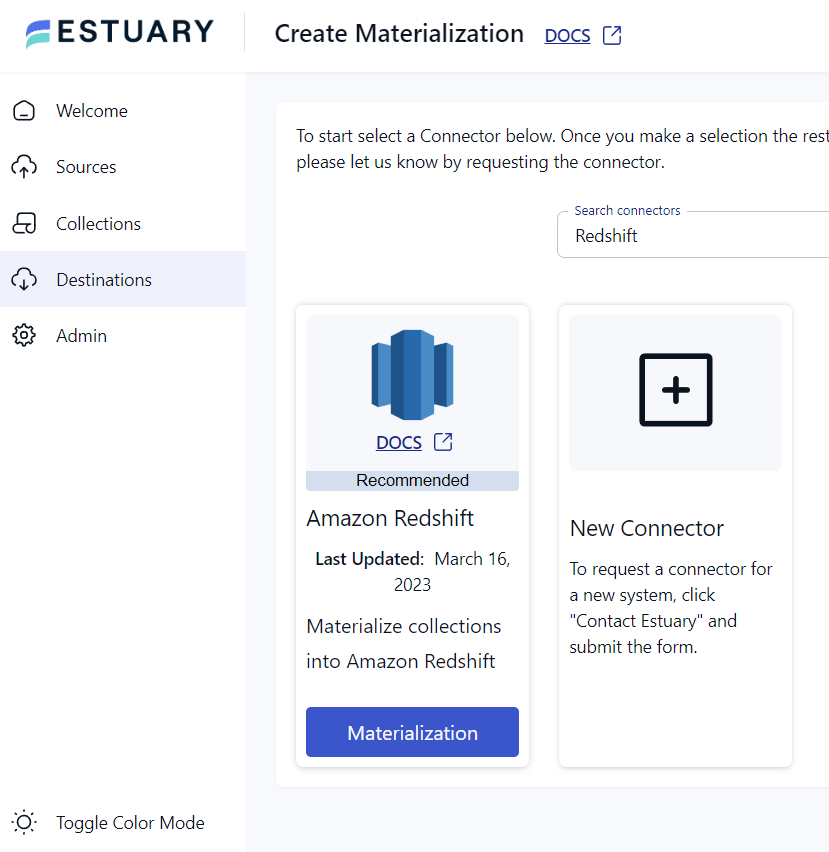 MariaDB to Redshift - Redshift Materialization Connector Search