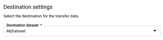 RDS to BigQuery - Destination Settings