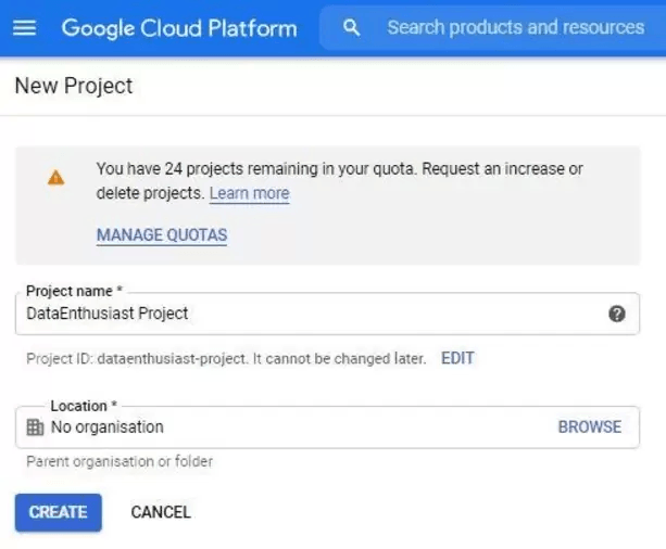 GA4 to BigQuery - Create a Project in Google BigQuery