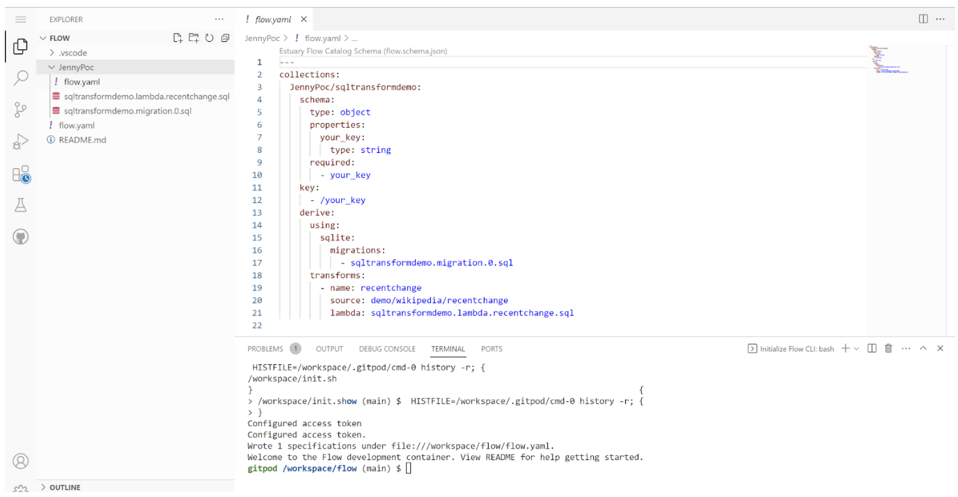 streaming sql - GitPod Environment