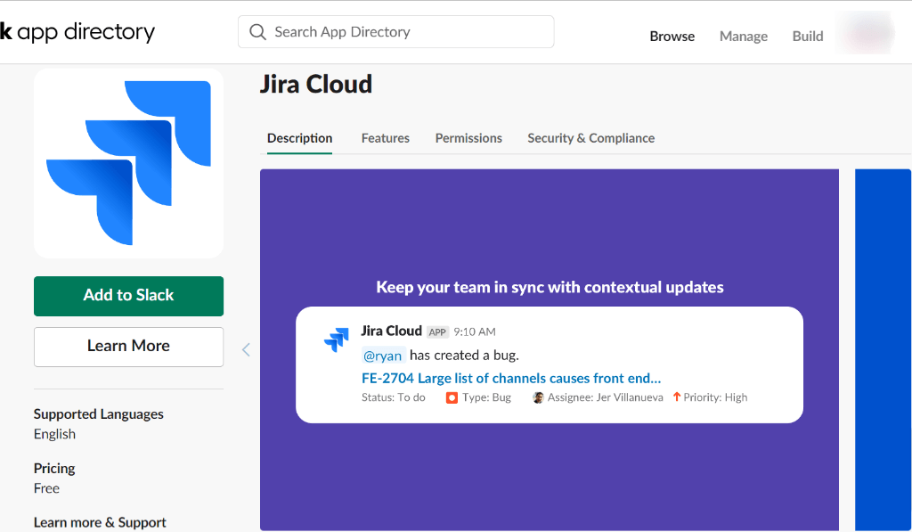 Jira to Slack - slack app directory - Jira Cloud