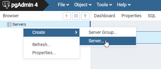 Postgres Schema - Initiate server creation