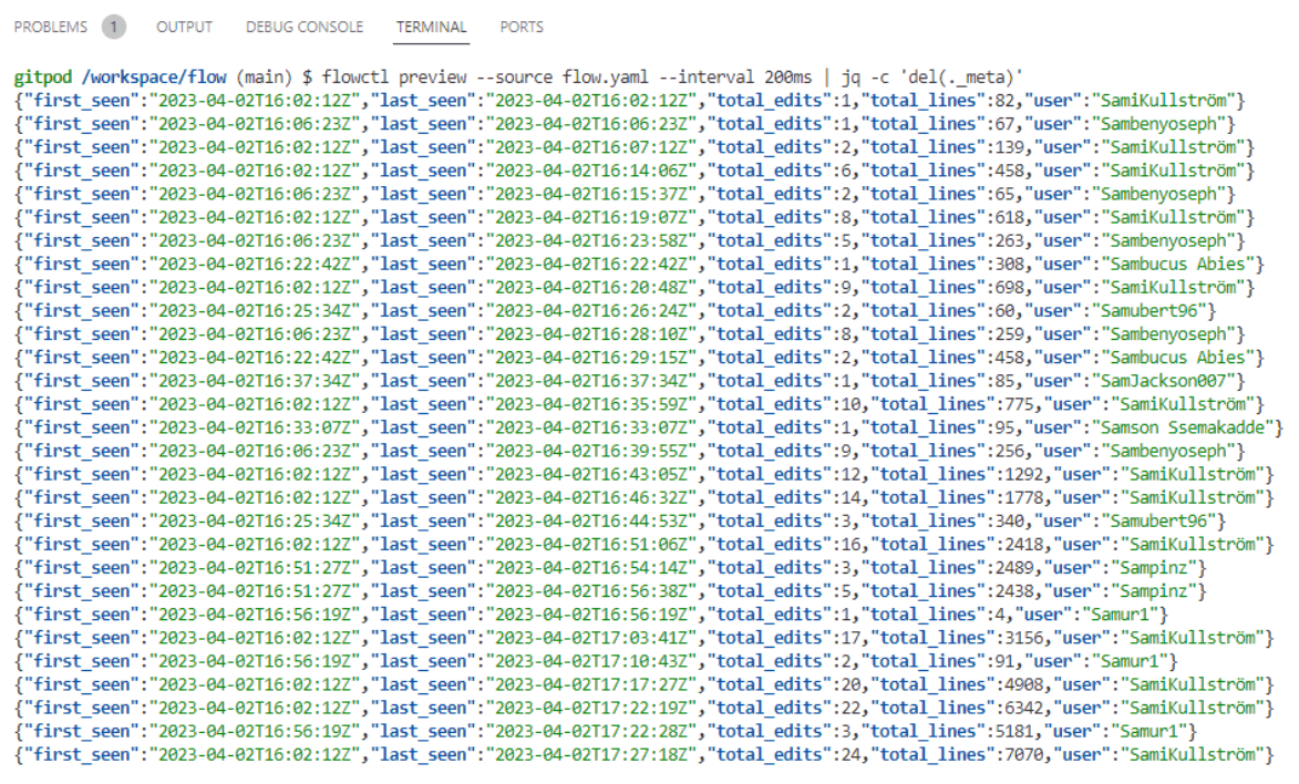 streaming sql - flowctl preview