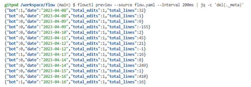 streaming sql - flowctl preview