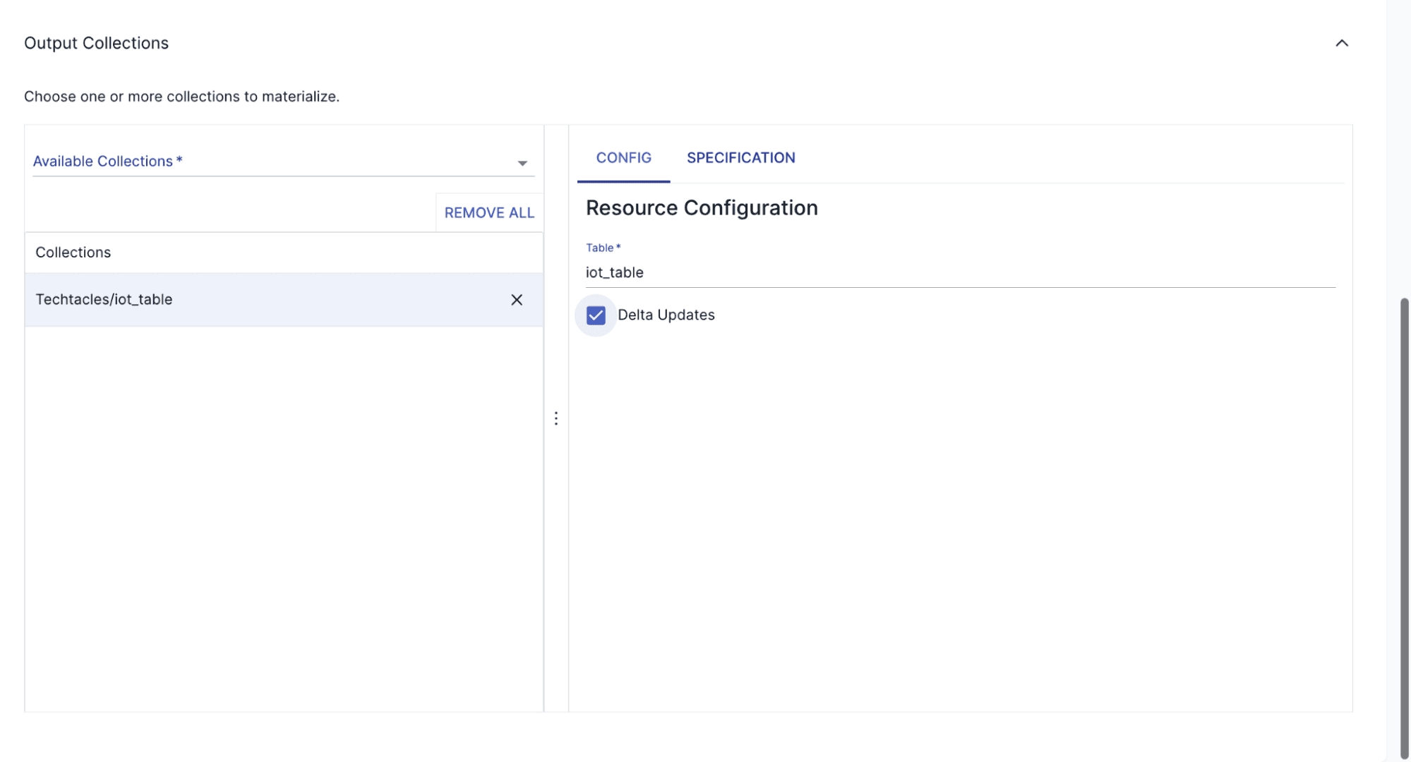 Postgres to Snowflake - Output Collections - Resource Configuration