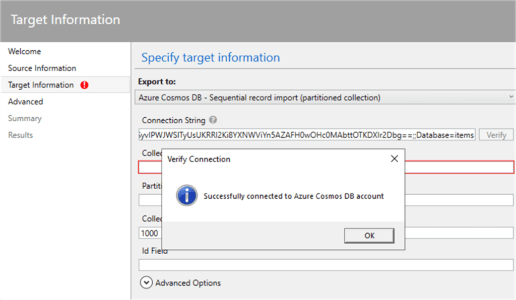 SQL Server to CosmosDB - Target Config -3