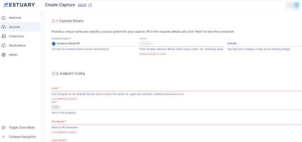 Redshift to Snowflake - Capture Details